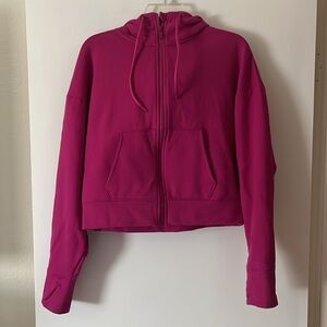 NWOT All in Motion Ribbed Fleece Cropped Hooded Sweatshirt in Berry Purple